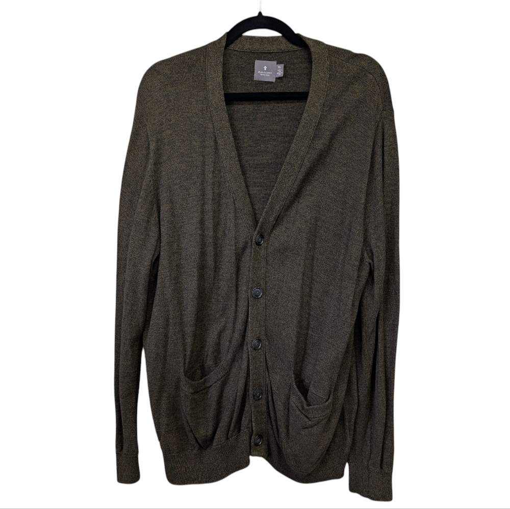 Vintage Hawkings McGill Dark Heathered Green Button Front Cardigan XL